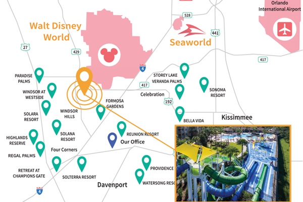 Minutes to Disney parks and centrally located to Universal, Sea World, and other attractions, Windsor Hill Resort&rsquo;s location can&rsquo;t be beat!