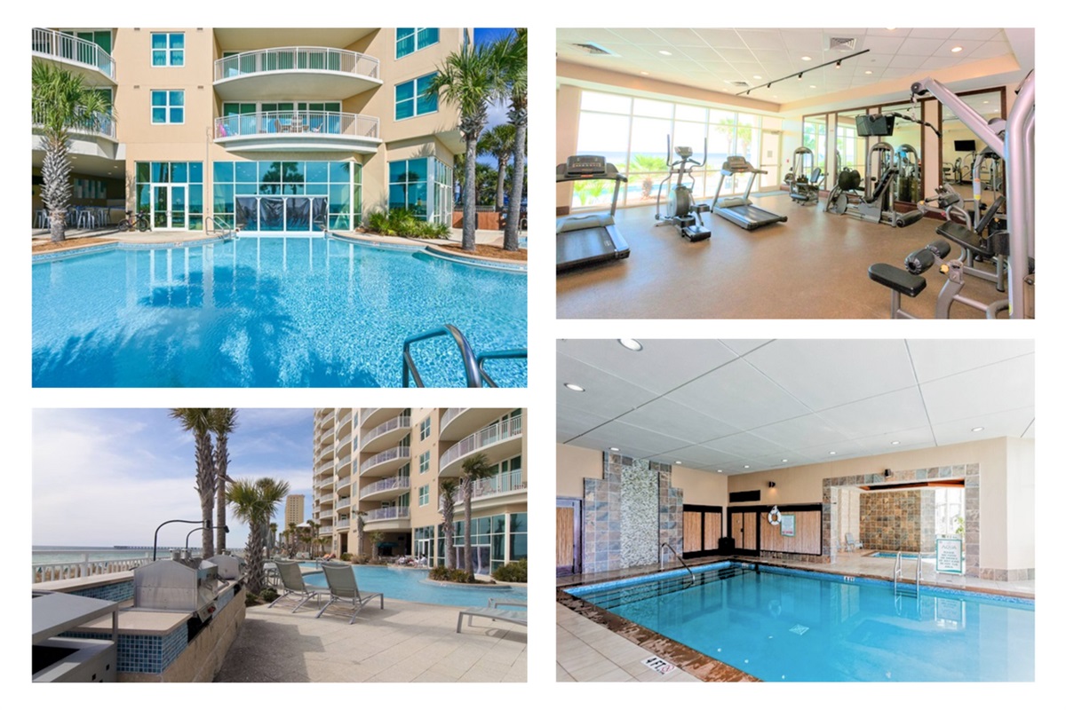 Aqua Resort in PCB offers resort-style relaxation with Gulf-view pools, an indoor pool, state-of-the-art fitness center, and grilling areas just steps from the beach.