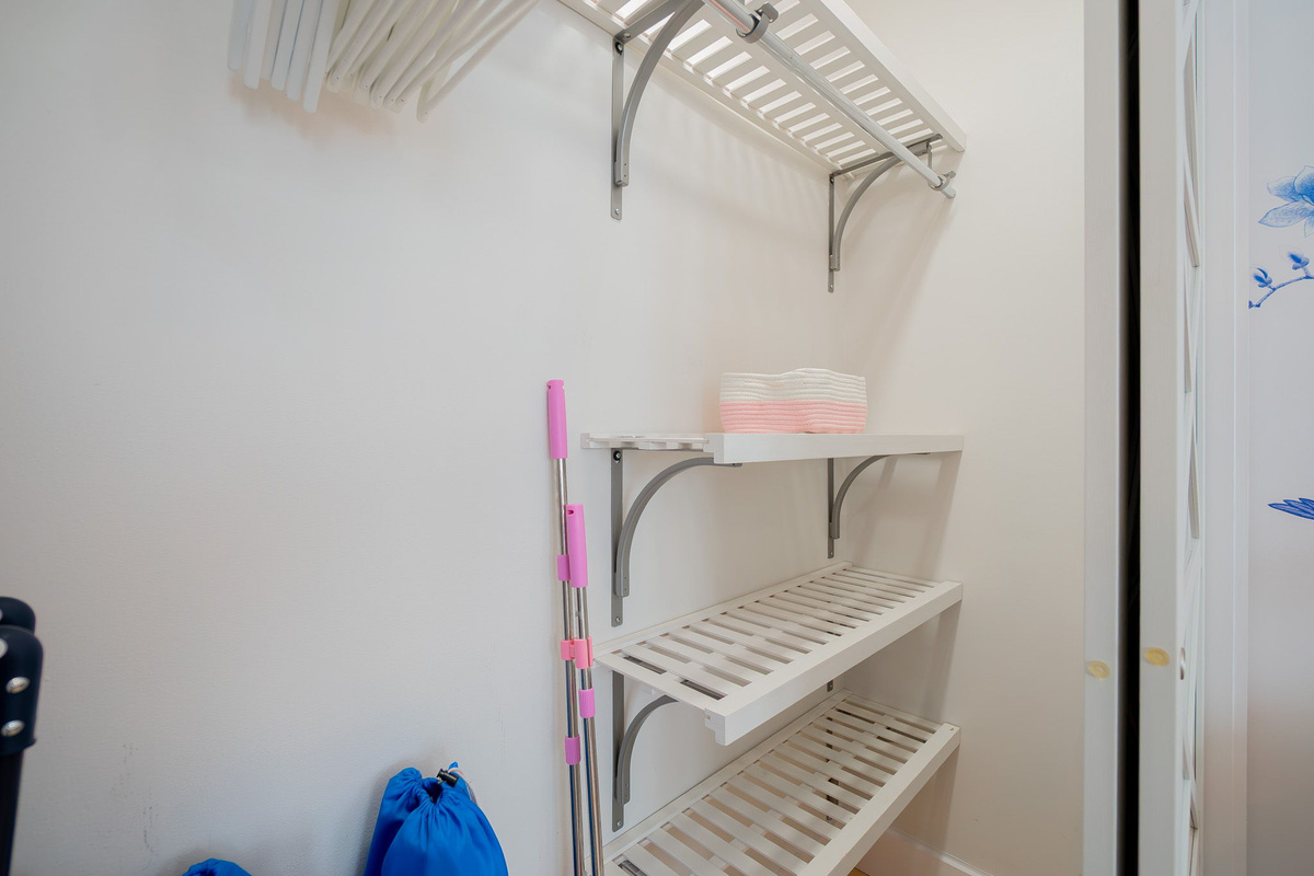 Ample space for belongings in closet.