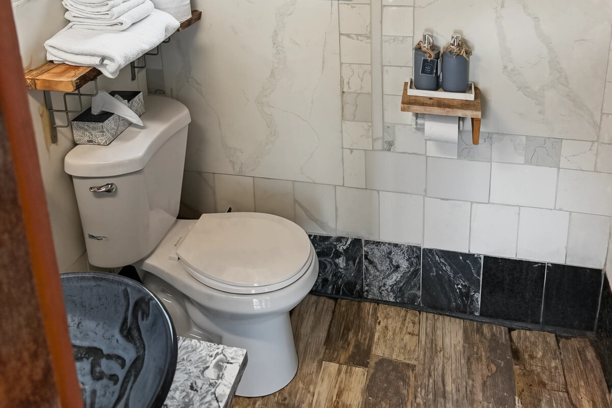 Teahouse bathroom with shower and sink