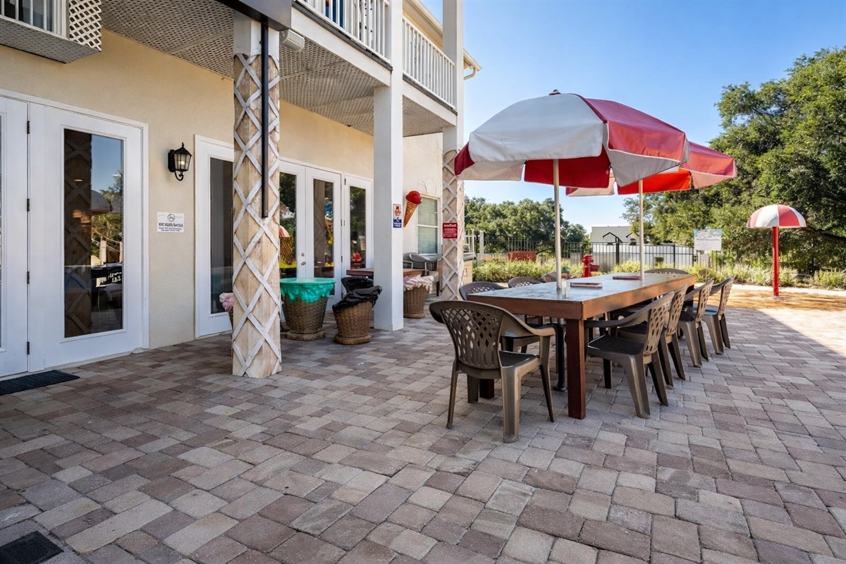 Outdoor dining under sunshine