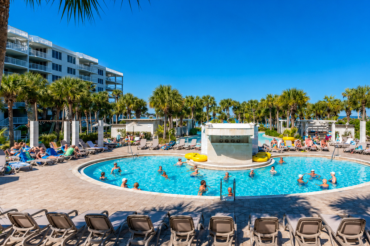 Bayside waterfall heated pool