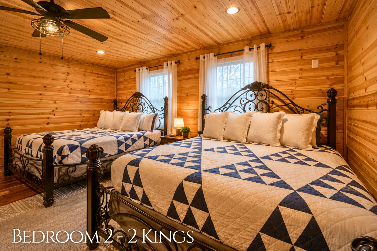 With two king beds, this spacious bedroom is ideal for larger groups while still feeling cozy and comfortable.