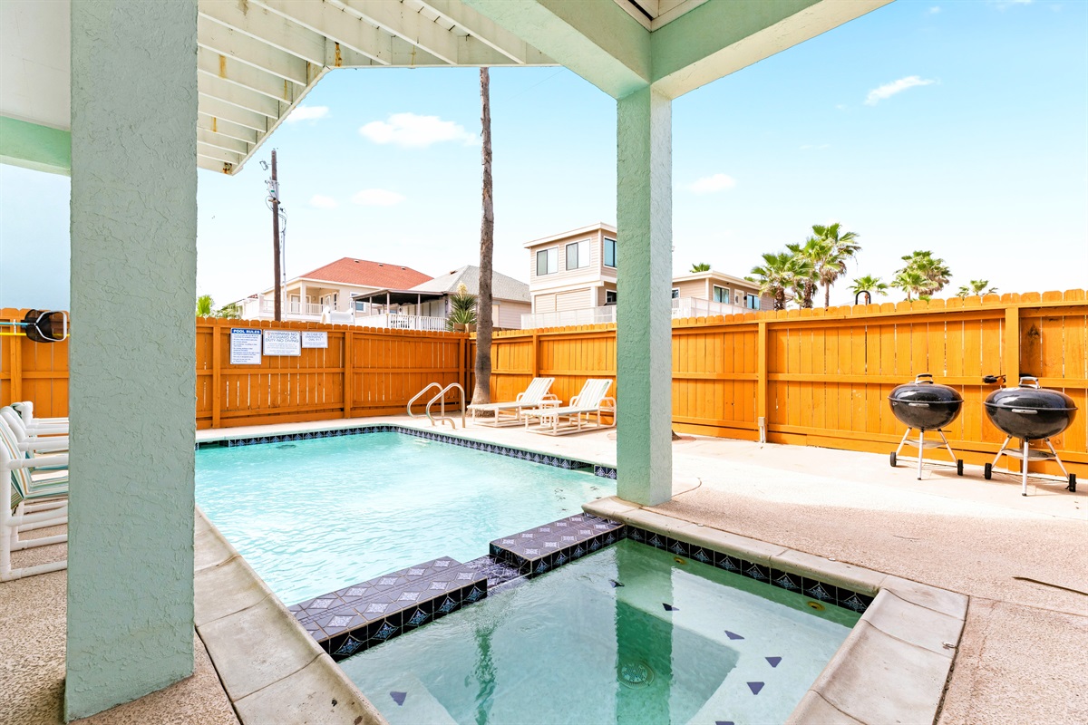 Lounge around under the Texas sun, by our pool and spa (heated in the winter).