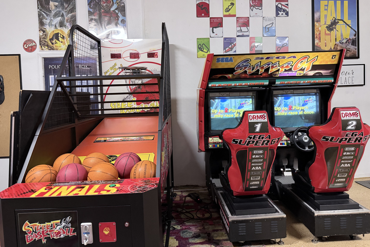 Electronic basketball, dual arcade racers...