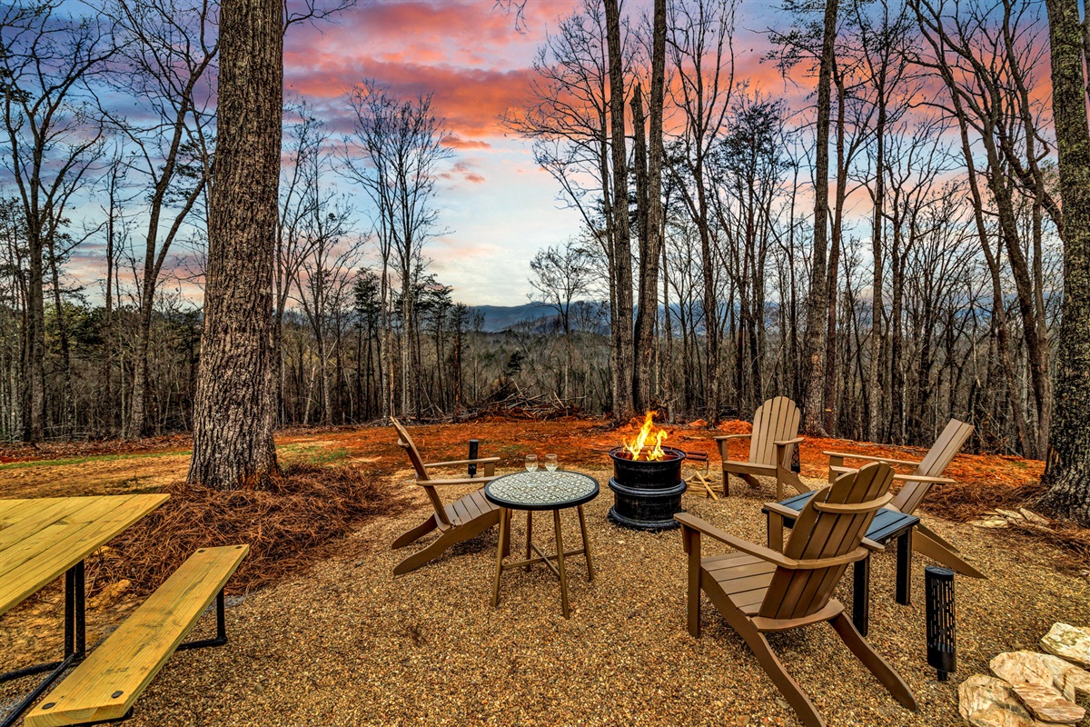 Fire Pit and Mountain Views