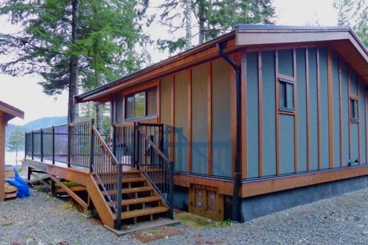 Stairs to the deck and Cottage entrance