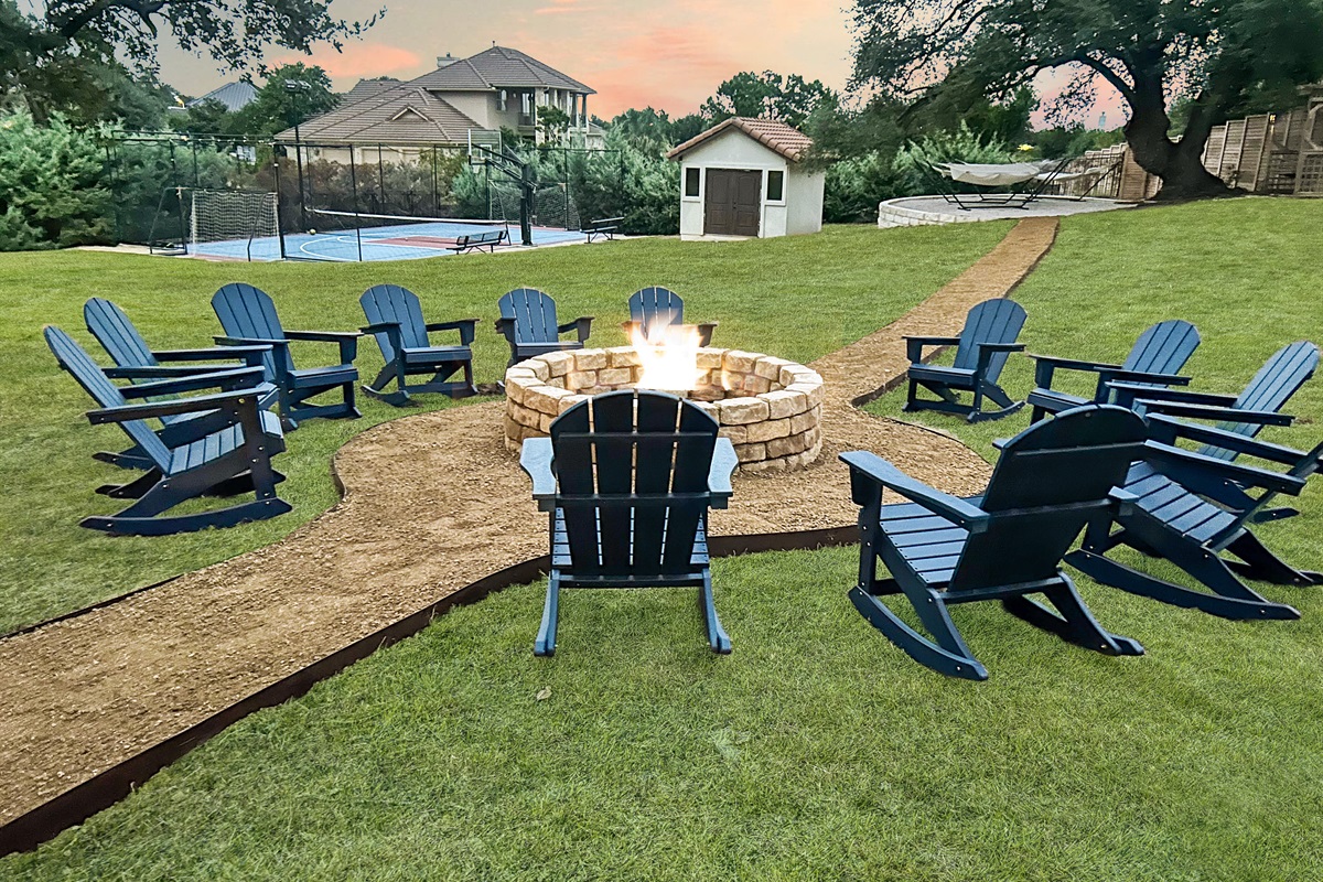 "S’mores and Stories Await" Bring your marshmallows and make memories by the fire! This inviting setup is ideal for cozy nights with loved ones.