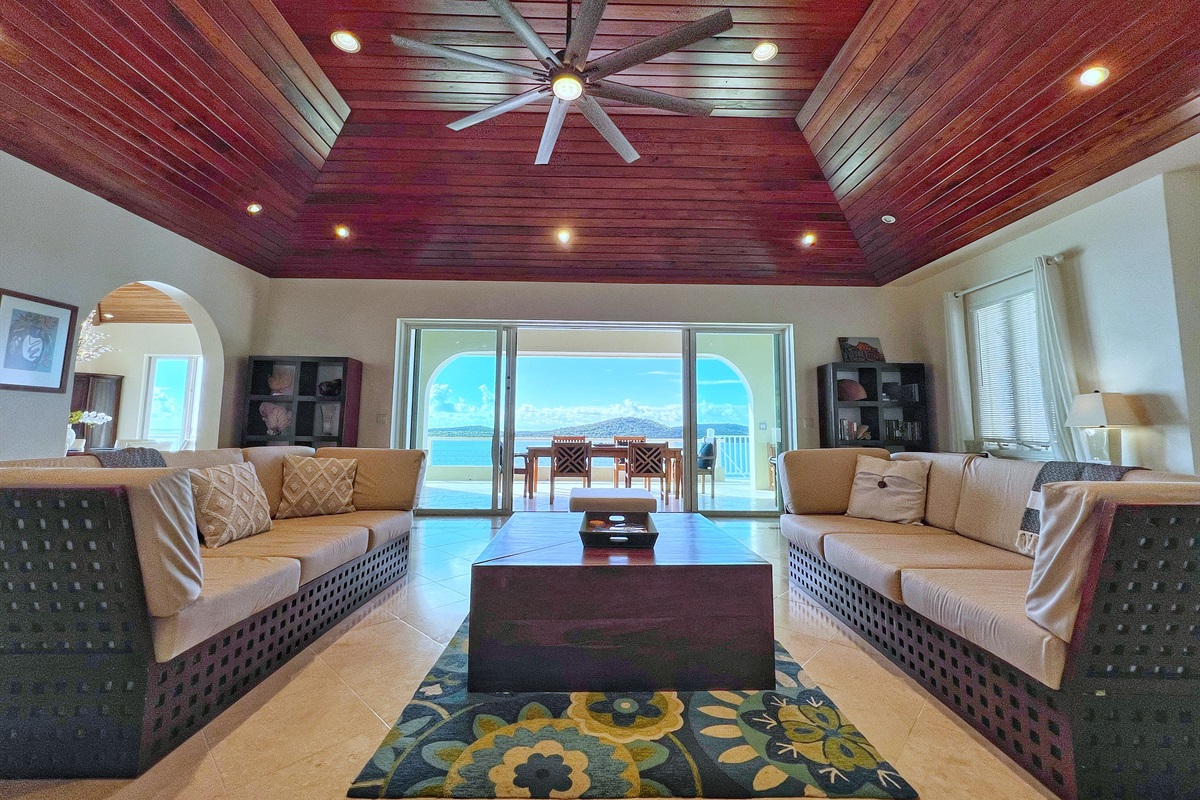 Views from the living room that leads to the outdoor dining space.