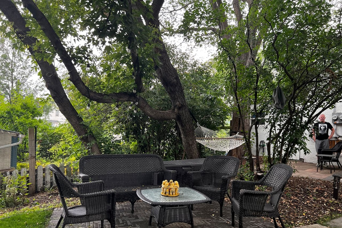 Hammock and outdoor seating area — seasonal use