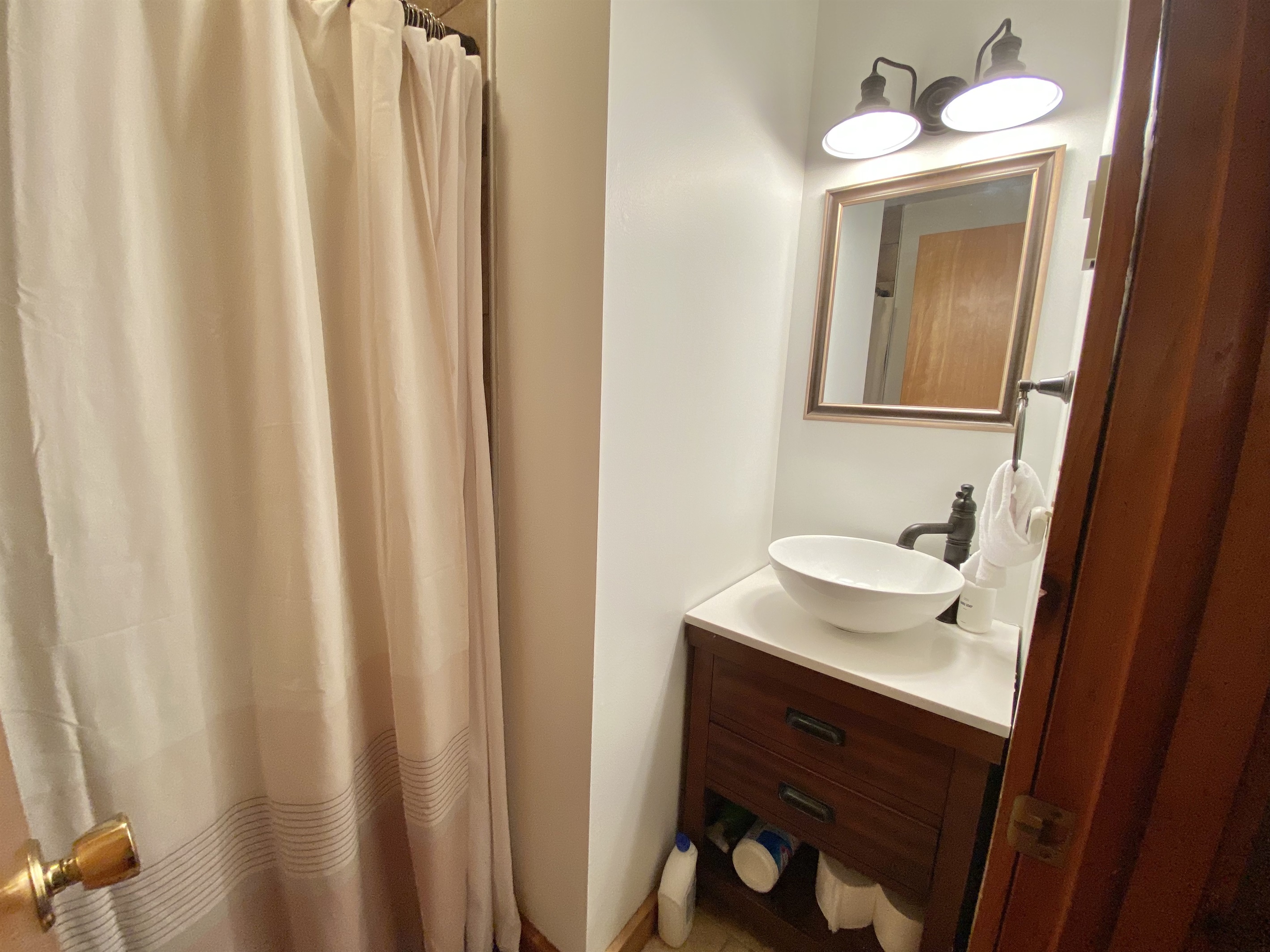 Bathroom just outside the king bedroom.