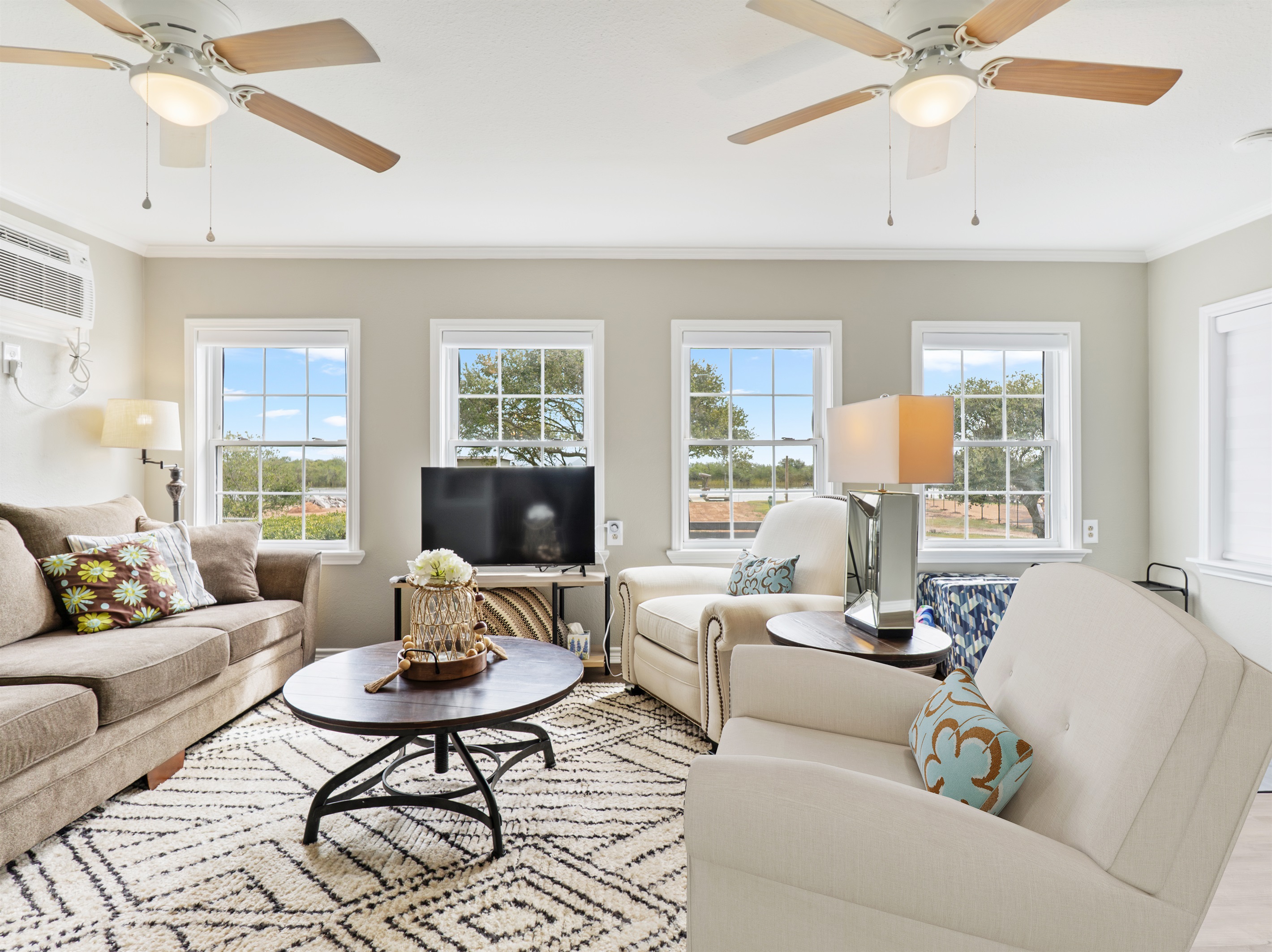 Living Room with creek views