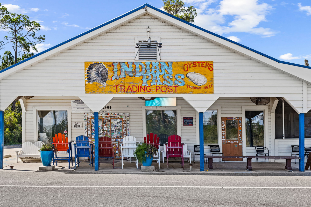 No trip to Indian Pass is complete without a visit to the iconic Indian Pass Raw Bar. The legendary Old Florida seafood spot is famous for fresh oysters, steamed shrimp, live music, and its unique honor-system tradition.