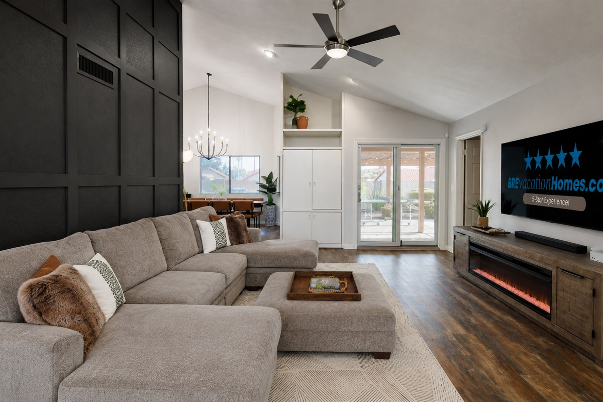 Family Room: Electric Fireplace and Smart TV