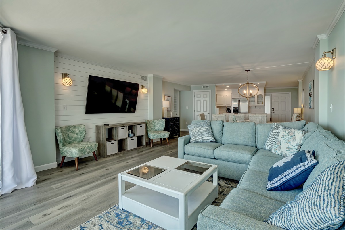 80" smartTV in living room