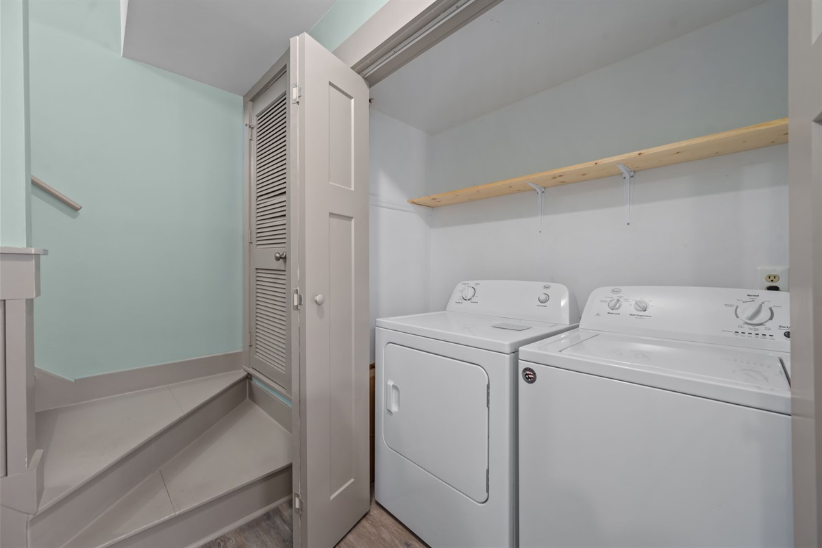 In-unit washer and dryer conveniently located for easy laundry during your stay