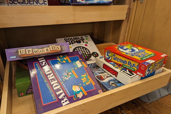 Fun board games for all ages! Located underneath the coffee bar