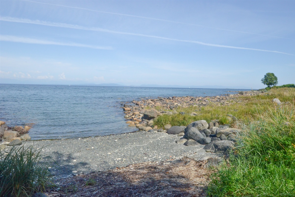 Private rocky beach just steps away — walk to Kingfisher Spa