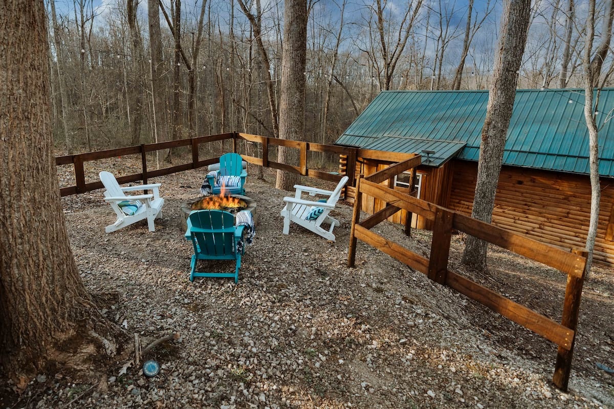 Starlit conversations under the glow of string lights and the fire-pit.