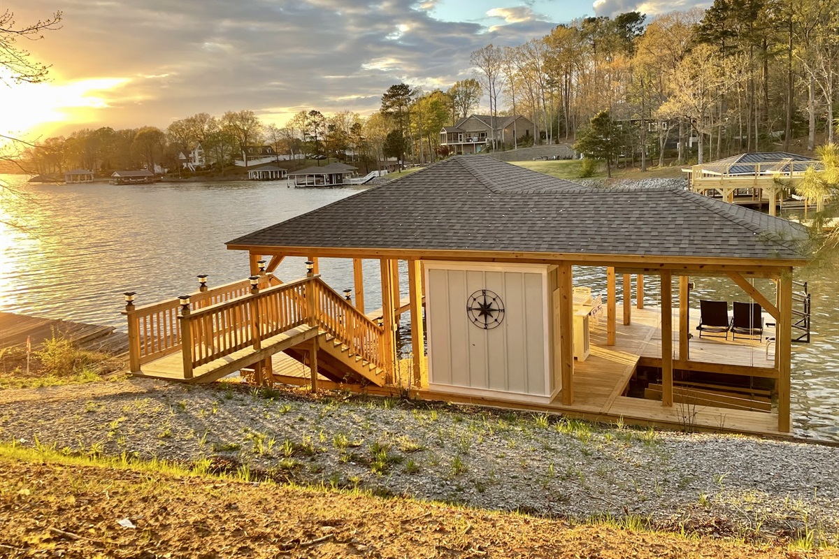 Boathouse at sunset