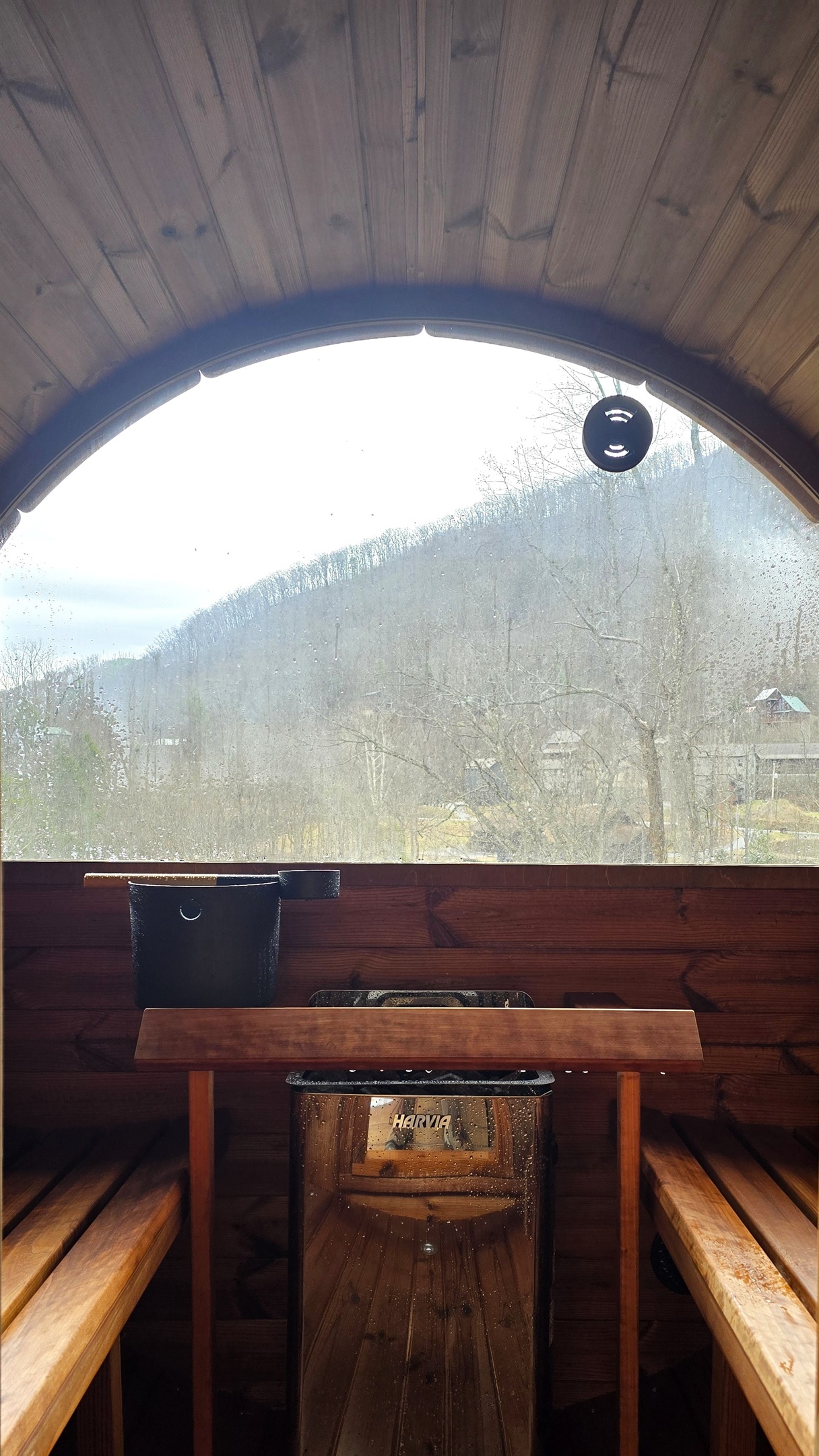 Heater in the barrel sauna