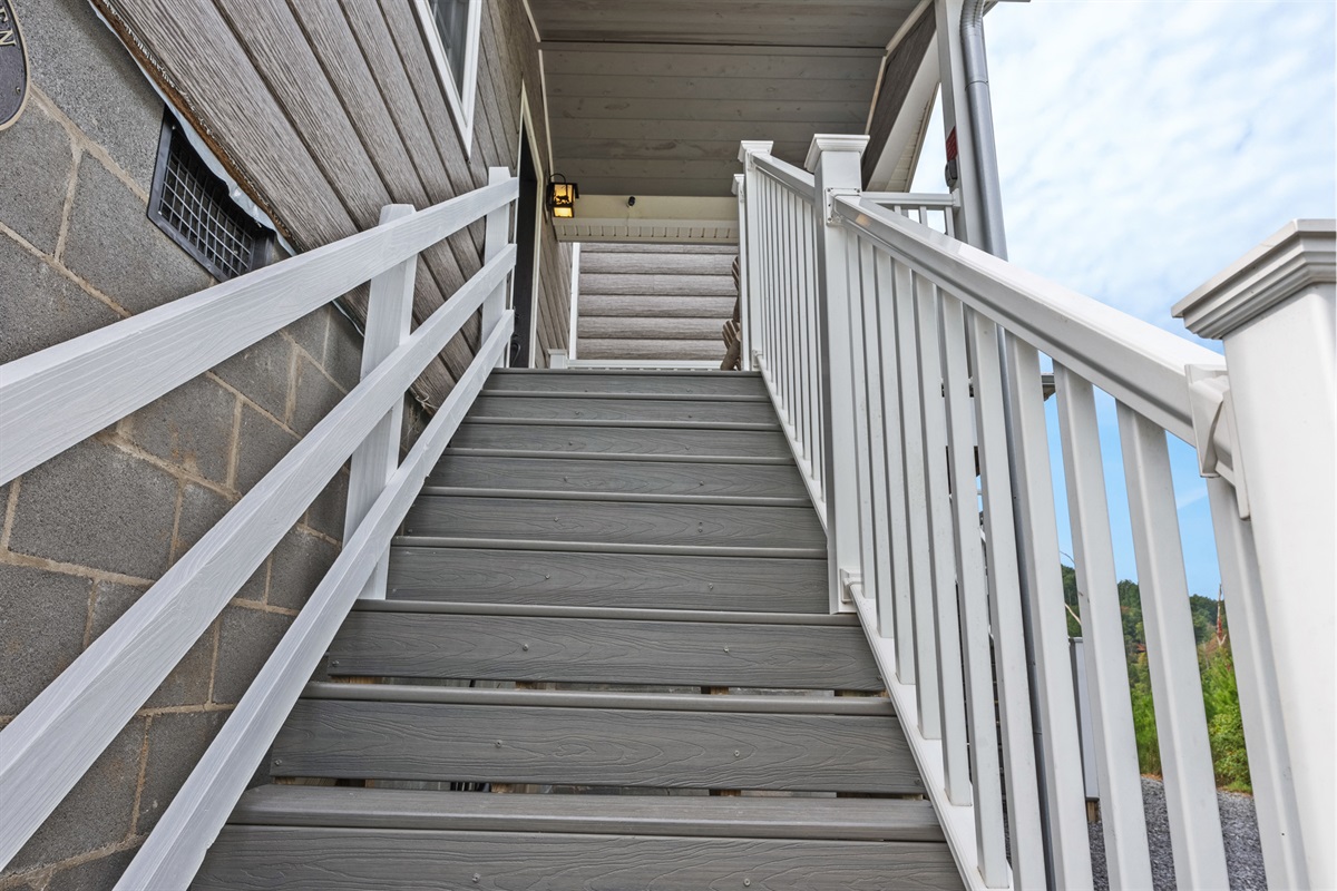 This is the stairway to your best trip ever in Gatlinburg. C'mon up. We have a great cabin waiting just for you. Your time has arrived.