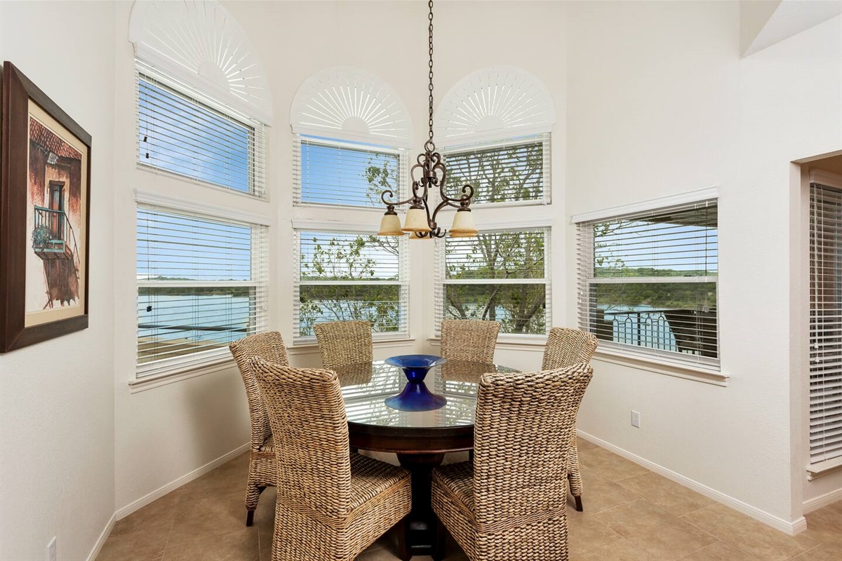 Panoramic Lakeviews from Dining Area with Cathedral Ceiling