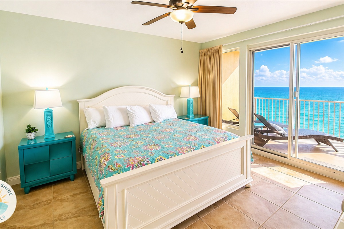 King Sized Bed with a View in the Master Suite