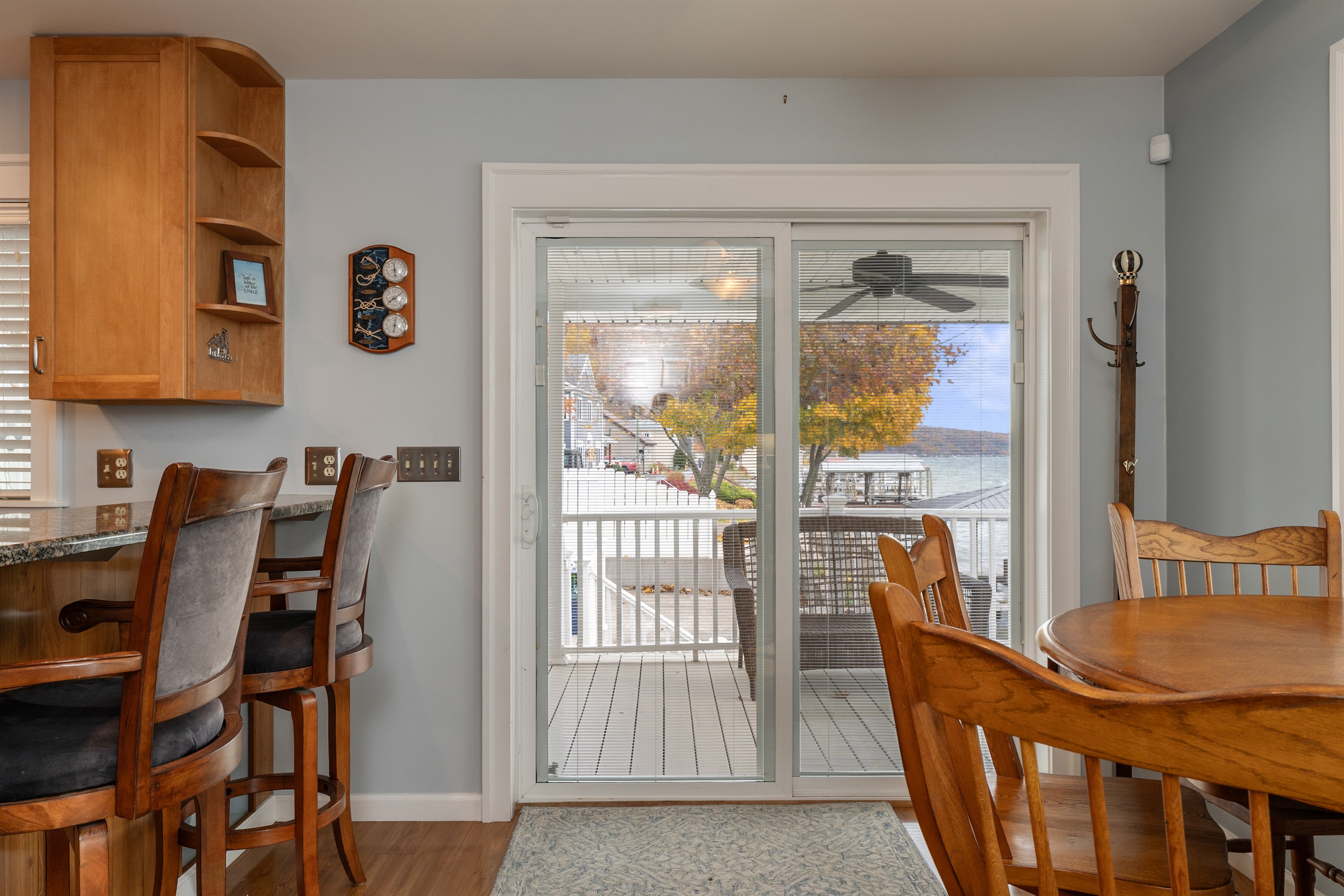 Dining area with beautiful lake views
