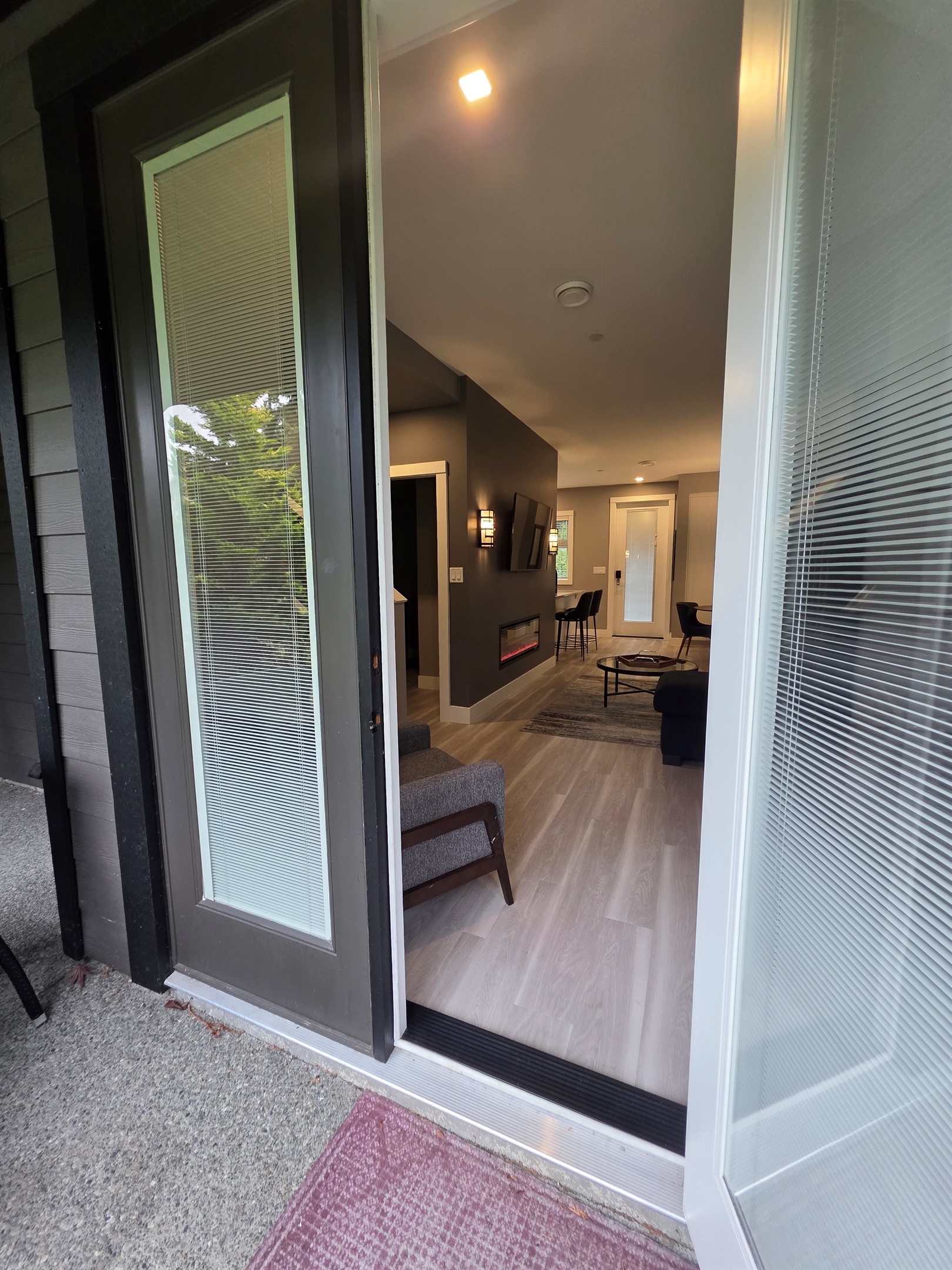 Glass doors to patio.