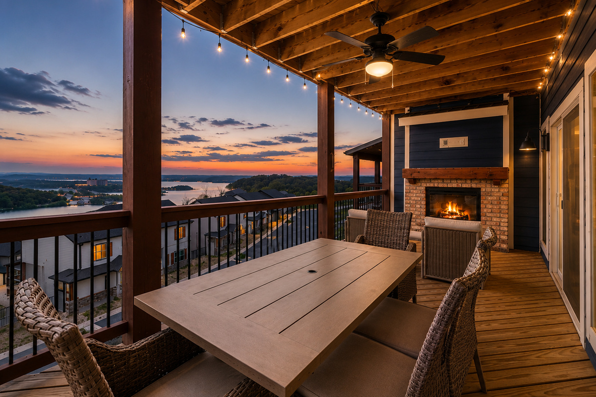 Relax under the stars in the private hot tub after a day on the lake.