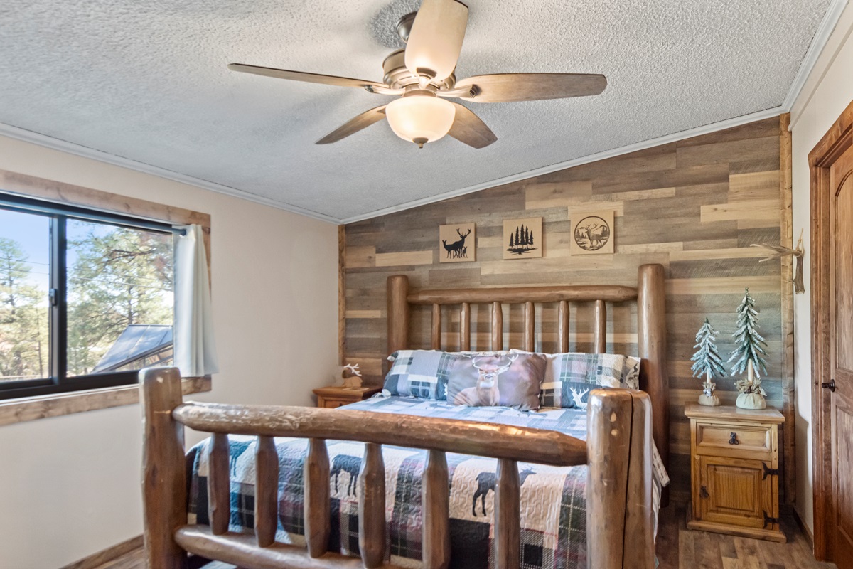 Comfortable bed with soft linens for a peaceful night’s sleep.