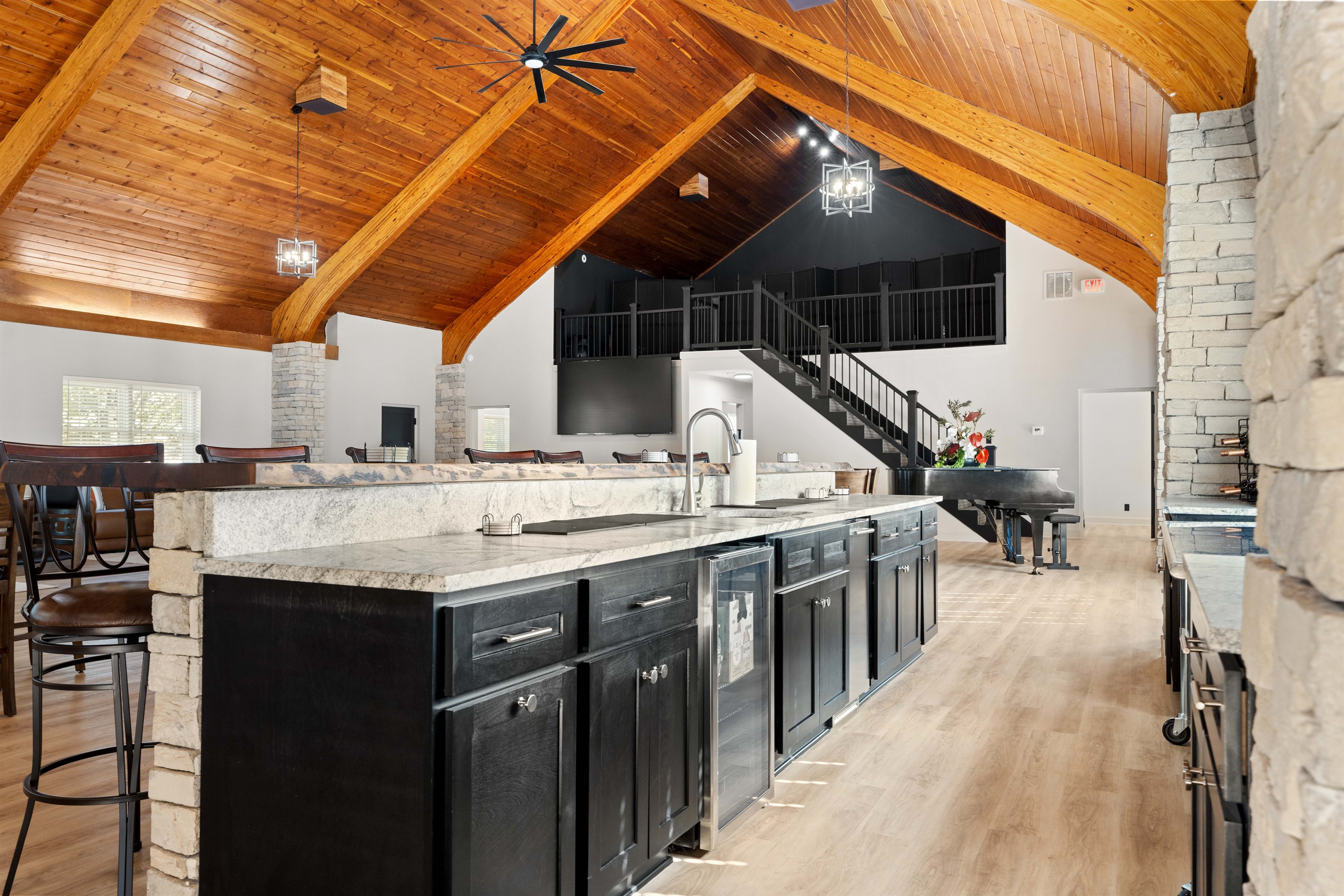 14 Foot Live Edge Wood Bar