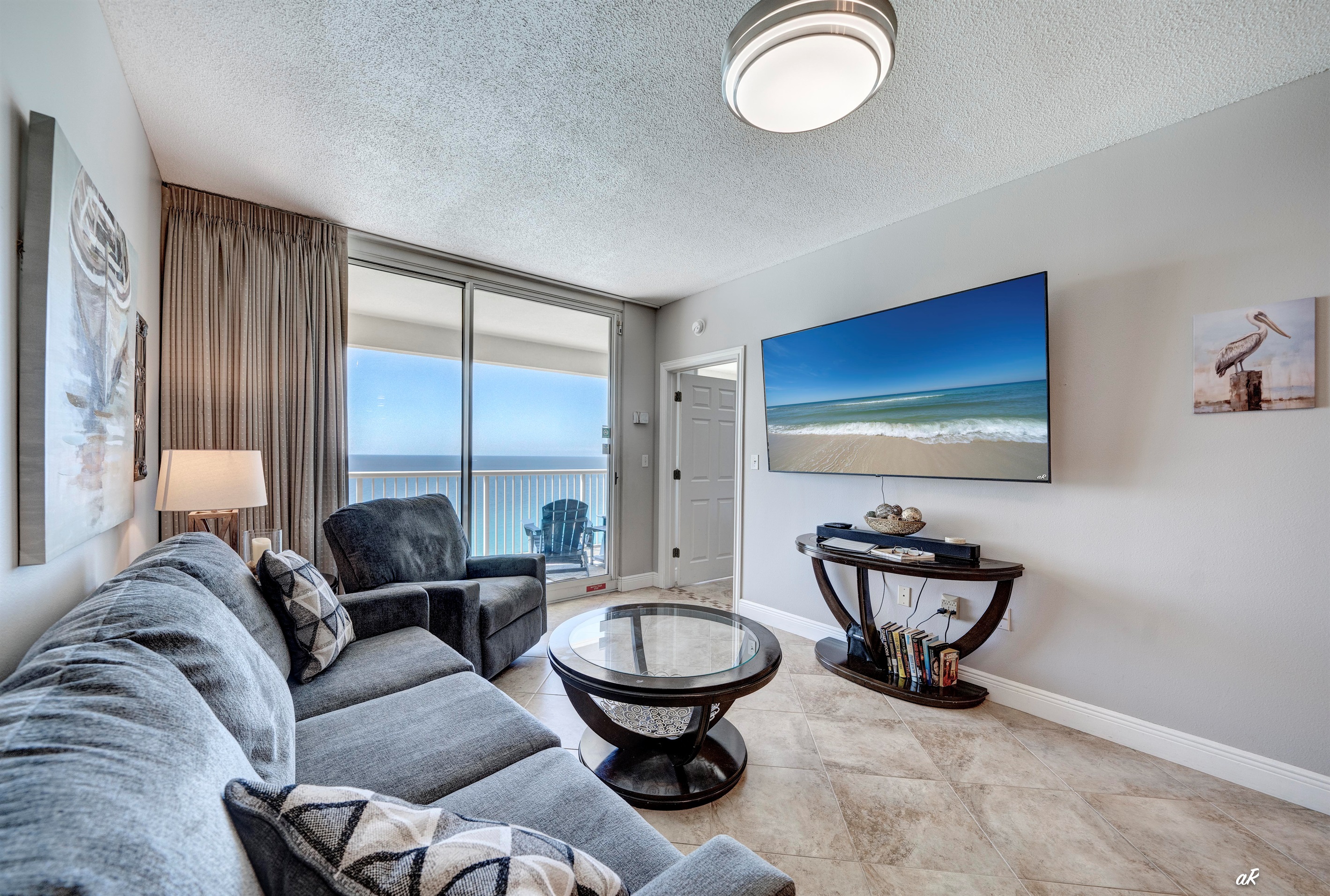 Living room w/75" smart TV