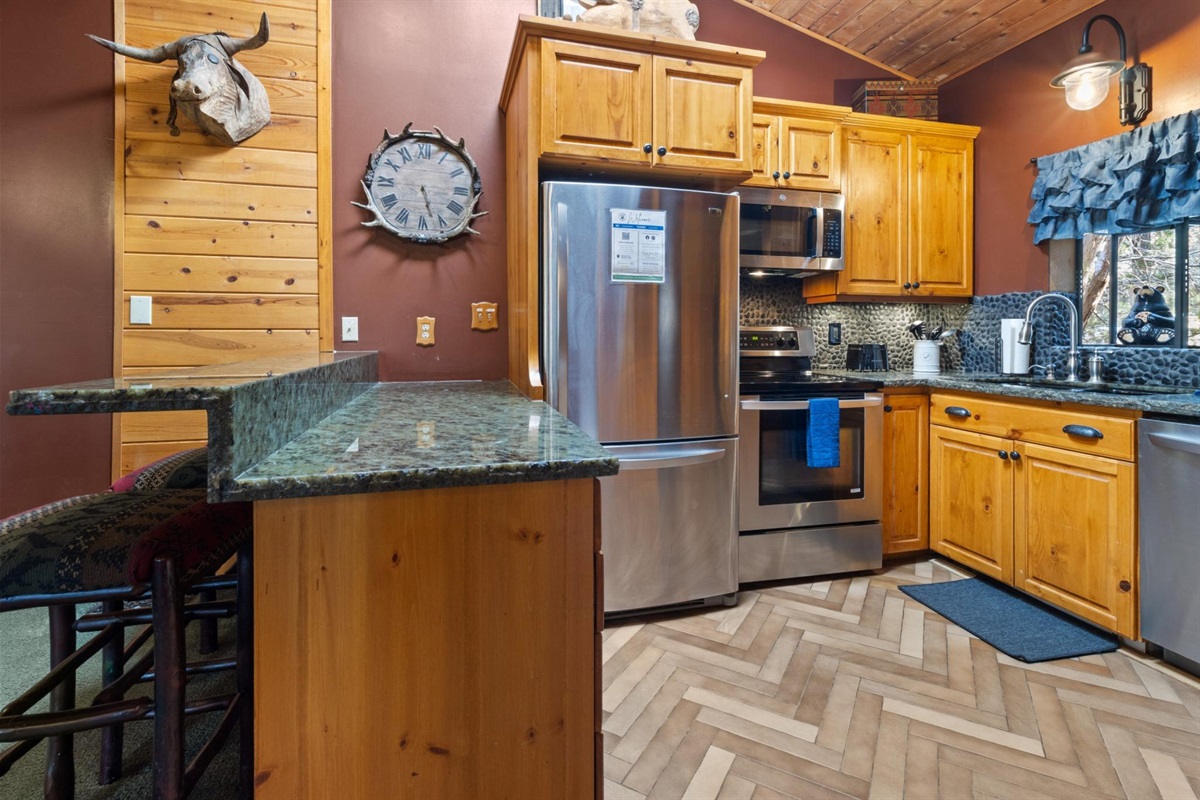 Fully stocked kitchen with modern appliances