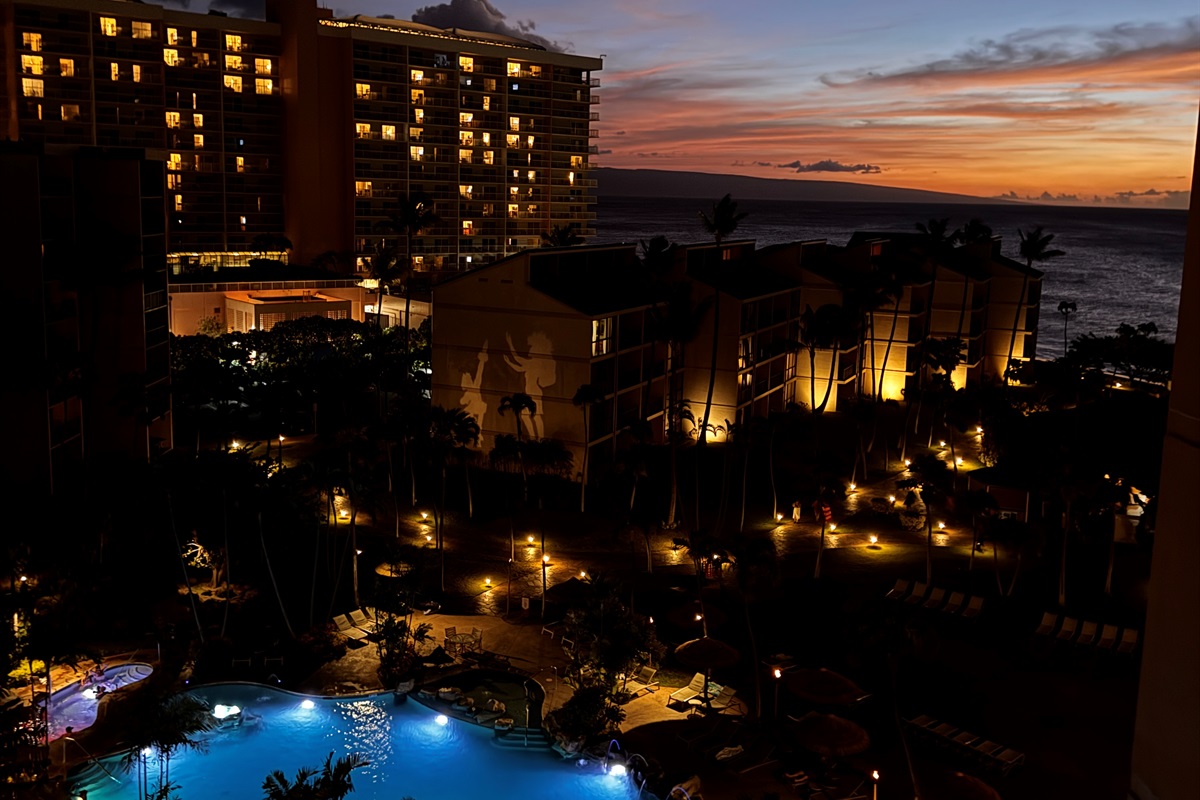 Resort glow at dusk