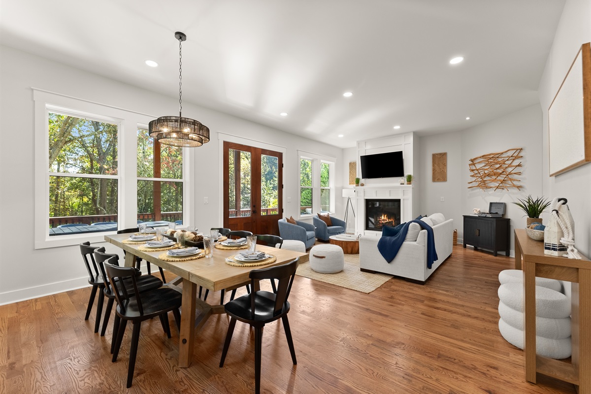 Open dining area with seating for eight — perfect for family dinners or celebrations.