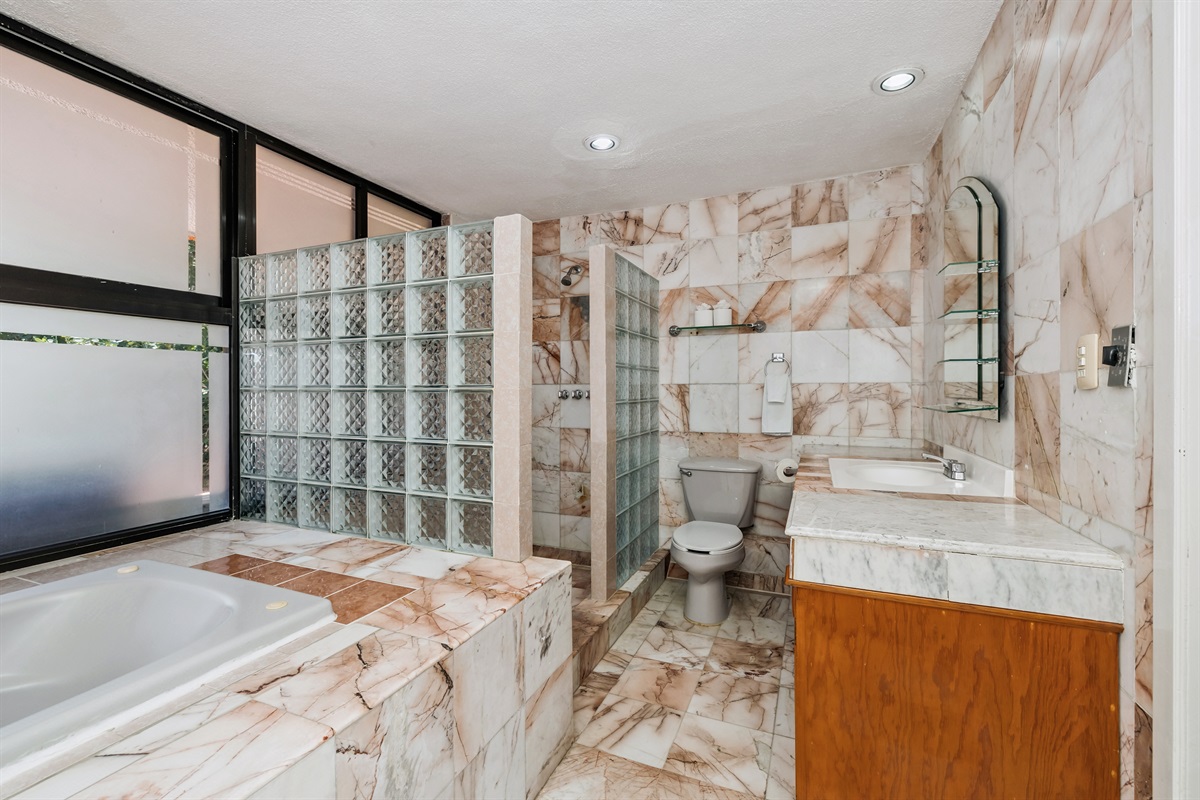 Bathroom 4 Private Bath. Jacuzzi and Walk-in Shower