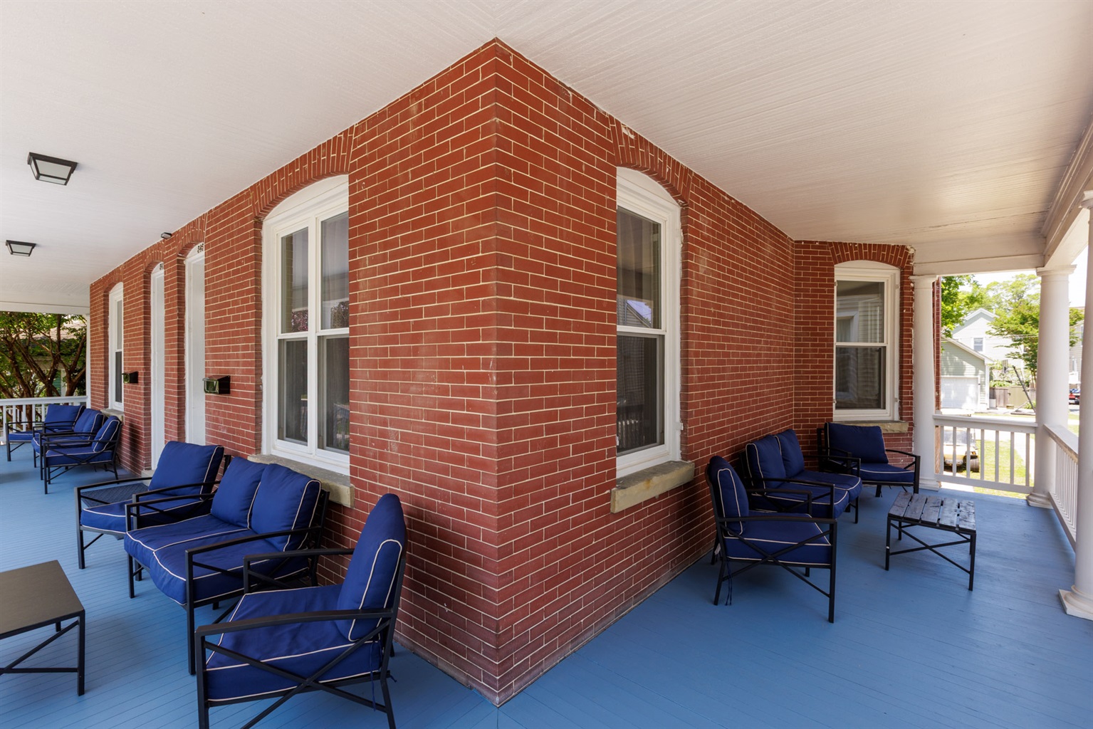 Large Wrap around porch with privacy around the corner if a guest is to stay in the other unit.