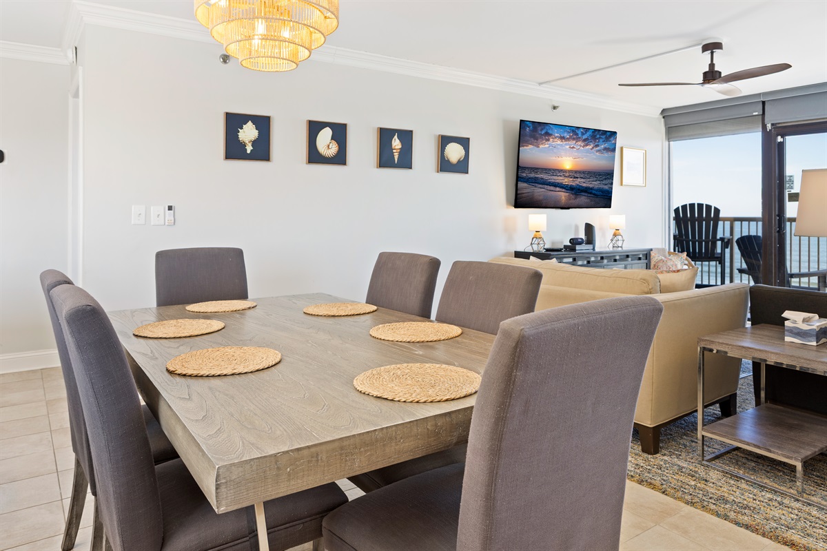 Dining and living room with ocean views