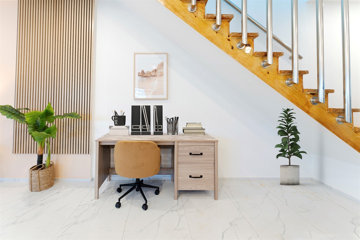 A dedicated workspace tucked quietly away, featuring high-speed Wi-Fi