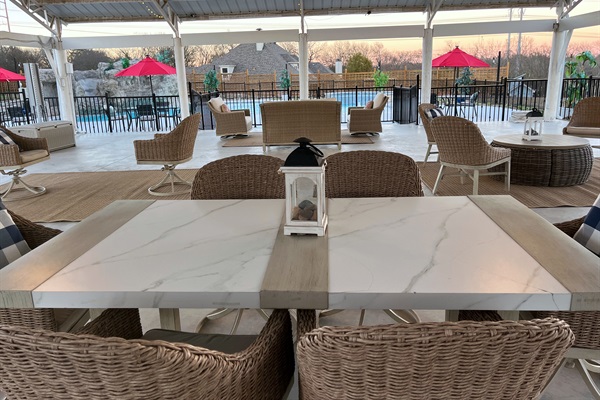 Sit under cover while still enjoying the action in the pool!