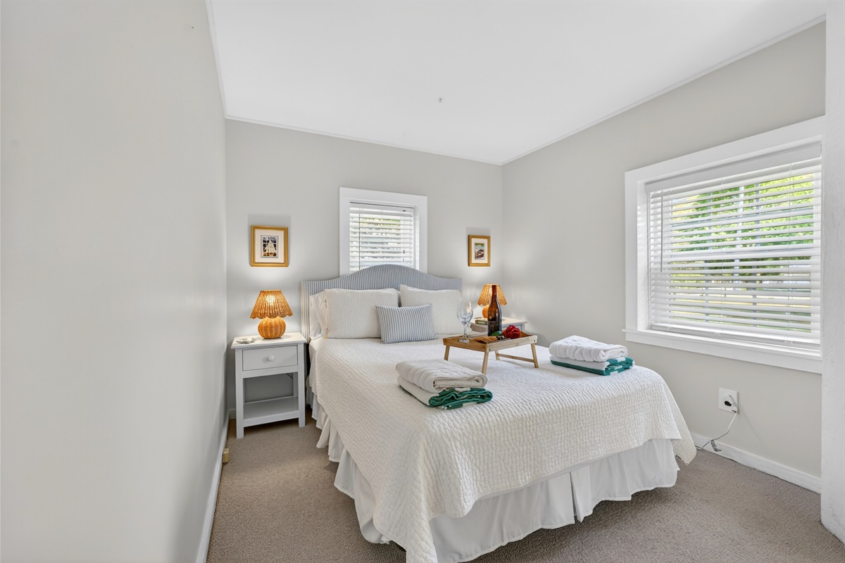 Your home away from home, complete with a comfy queen bed.
