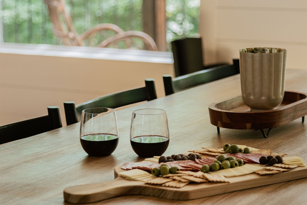 Cheese and wine pair perfectly with the view