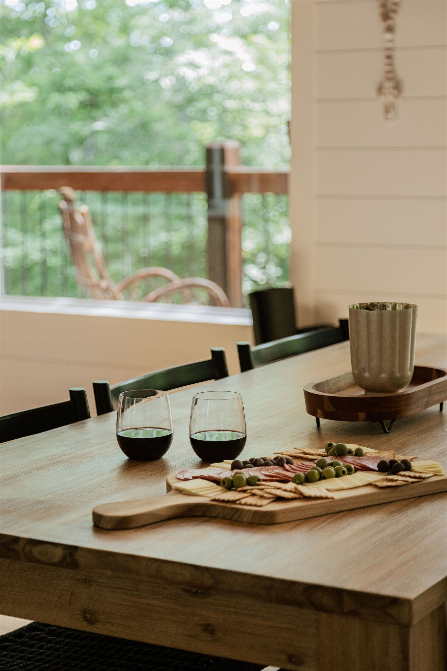 Cheese and wine pair perfectly with the view