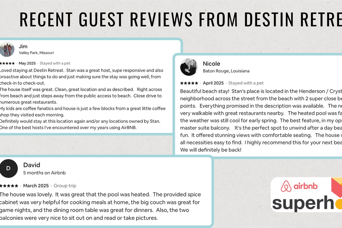 Recent reviews from happy guests show that you are in good hands!