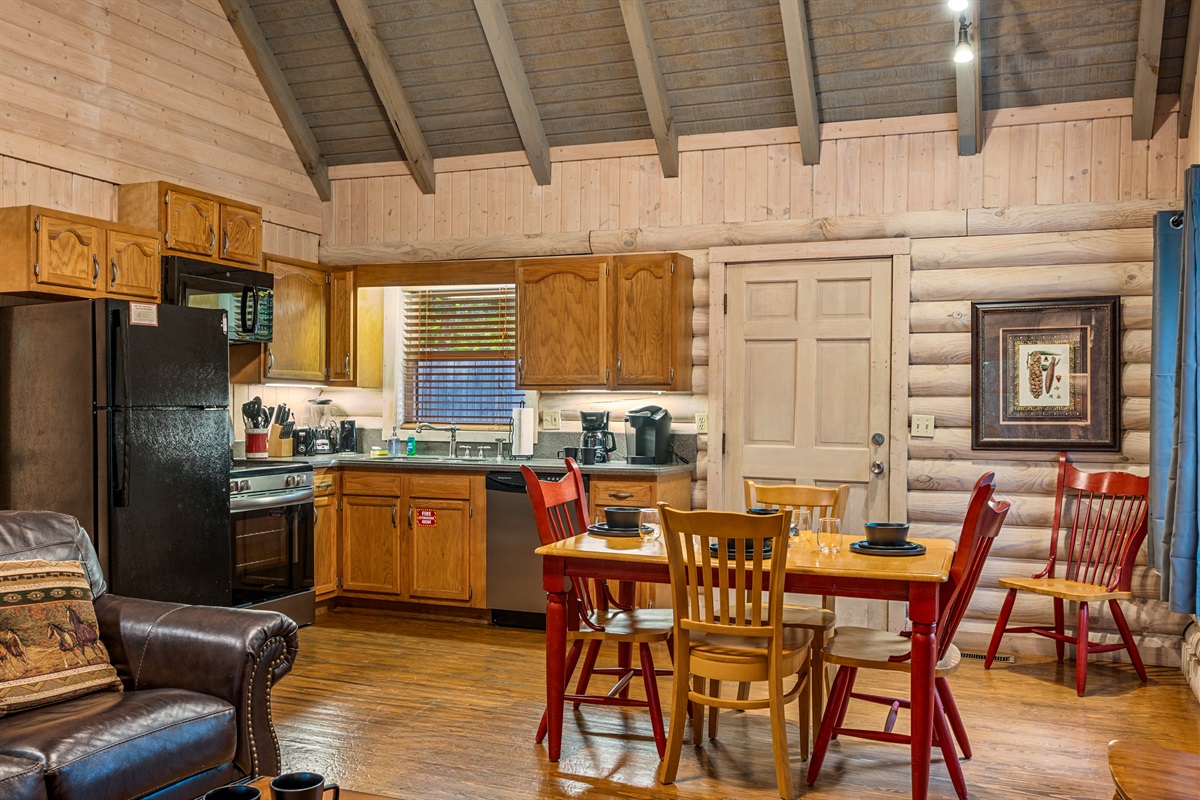 Whip up meals in your cabin's well-equipped kitchen. Dining for four!