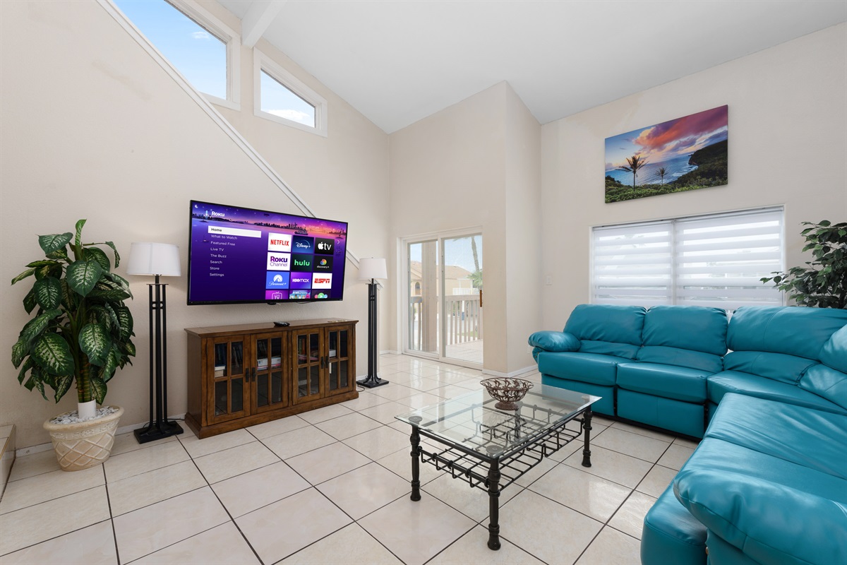 Living area with large Smart TV