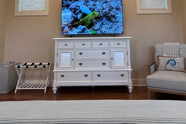 Master Bedroom Smart TV upgraded to 65 inches for your streaming enjoyment!