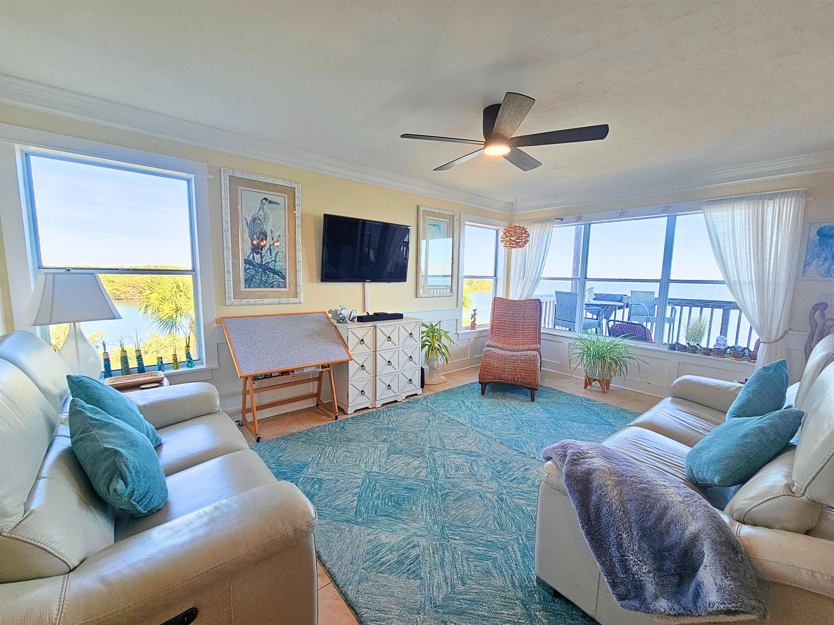 Bright and Spacious Living Room with Stunning Views of Gulf